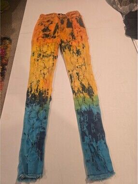 Purple Candy Distressed Tie-Dye Skinny Jeans